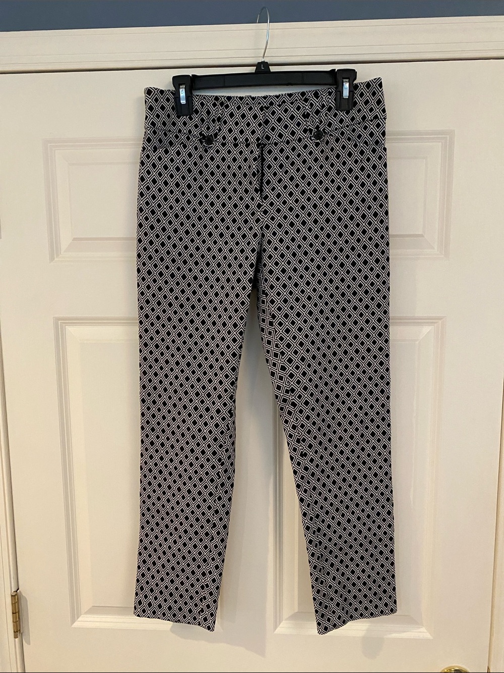 Soho Apparel Black & White Diamond-Print Trousers